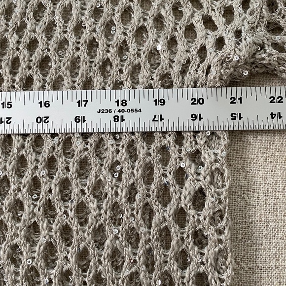 Joseph Ribkoff metallic sequined openwork tunic sweater in champagne - Size L - Picture 5 of 11